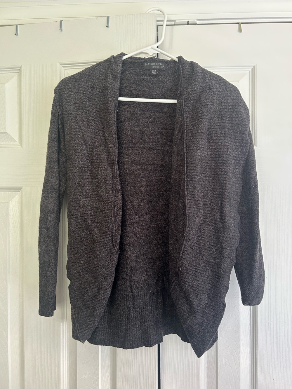 Barefoot Dreams Open-Front Cardigan Sweater - Charcoal Brown